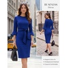 image:imageGRACE KARIN Work Dresses for Women 34 Sleeve Bodycon Pencil Business Outfits Color Block Office Church Clothes with BeltRoyal Blue