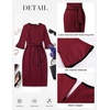 image:imageGRACE KARIN Work Dresses for Women 34 Sleeve Bodycon Pencil Business Outfits Color Block Office Church Clothes with BeltWine