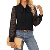 image:imageGARCE KARIN Women Bow Tie Neck Tops 2026 Fall Lace Long Sleeve Blouse Business Dressy Casual Shirt Work Office FormalBlack