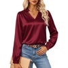 image:imageGRACE KARIN Womens Business Casual Tops Long Sleeve Work Satin Blouses Dressy V Neck Silk Shirts Fall Trendy OutfitsWine Red