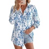 image:imageGRACE KARIN Womens Button Down Floral Print Shirts Dressy Casual Long Sleeve Blouses 2026 Business Work Outfits TopsBlue