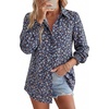image:imageGRACE KARIN Womens Button Down Floral Print Shirts Dressy Casual Long Sleeve Blouses 2026 Business Work Outfits TopsNavy Blue Floral