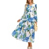 image:imageGRACE KARIN Womens Floral Long Sleeve Maxi Dress 2026 V Neck Fall Wedding Guest Outfits Boho Flowy Dresses with PocketsBlue Floral