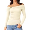 image:imageGRACE KARIN Womens Long Sleeve Off Shoulder Tops Sexy Slim Fitted Y2K Going Out Tops Fall Fashion Outfits 2026White