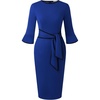 image:imageGRACE KARIN Work Dresses for Women 34 Sleeve Bodycon Pencil Business Outfits Color Block Office Church Clothes with BeltRoyal Blue