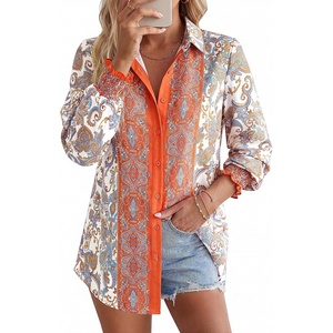 image:imageGRACE KARIN Womens Button Down Floral Print Shirts Dressy Casual Long Sleeve Blouses 2026 Business Work Outfits TopsOrange
