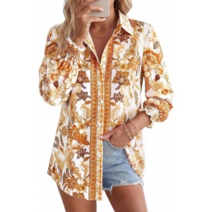image:imageGRACE KARIN Womens Button Down Floral Print Shirts Dressy Casual Long Sleeve Blouses 2026 Business Work Outfits TopsYellow