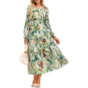 image:imageGRACE KARIN Womens Floral Long Sleeve Maxi Dress 2026 V Neck Fall Wedding Guest Outfits Boho Flowy Dresses with PocketsGreen Floral