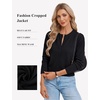 image:imageGRACE KARIN Cropped Cardigan Sweaters for Women Long Sleeve Crew Neck Open Front Jackets Y2K Fall Fashion Clothes 2026Black