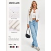 image:imageGRACE KARIN Cropped Cardigan Sweaters for Women Long Sleeve Crew Neck Open Front Jackets Y2K Fall Fashion Clothes 2026Ivory White