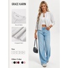 image:imageGRACE KARIN Cropped Cardigan Sweaters for Women Long Sleeve Crew Neck Open Front Jackets Y2K Fall Fashion Clothes 2026Light Gray