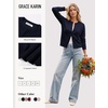 image:imageGRACE KARIN Cropped Cardigan Sweaters for Women Long Sleeve Crew Neck Open Front Jackets Y2K Fall Fashion Clothes 2026Navy Blue