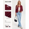 image:imageGRACE KARIN Cropped Cardigan Sweaters for Women Long Sleeve Crew Neck Open Front Jackets Y2K Fall Fashion Clothes 2026Wine Red
