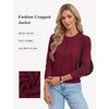 image:imageGRACE KARIN Cropped Cardigan Sweaters for Women Long Sleeve Crew Neck Open Front Jackets Y2K Fall Fashion Clothes 2026Wine Red