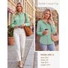 image:imageGRACE KARIN Women Striped Button Down Shirts Dressy Casual Cotton Ruffled Long Sleeve Tops 2026 Summer Fashion Work ClothesGreen