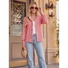image:imageGRACE KARIN Women Striped Button Down Shirts Dressy Casual Cotton Ruffled Long Sleeve Tops 2026 Summer Fashion Work ClothesRed