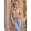 image:imageGRACE KARIN Women Striped Button Down Shirts Dressy Casual Cotton Ruffled Long Sleeve Tops 2026 Summer Fashion Work ClothesSepia