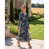 image:imageGRACE KARIN Womens Floral Long Sleeve DressElegance Wedding Guest DressesV Neck Flowy Boho Maxi Dress with PocketDark Blue Green With Rice Leaves