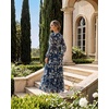 image:imageGRACE KARIN Womens Floral Long Sleeve DressElegance Wedding Guest DressesV Neck Flowy Boho Maxi Dress with PocketDark Blue Green With Rice Leaves