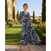 image:imageGRACE KARIN Womens Floral Long Sleeve DressElegance Wedding Guest DressesV Neck Flowy Boho Maxi Dress with PocketDark Blue Green With Rice Leaves