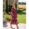 image:imageGRACE KARIN Womens Floral Long Sleeve DressElegance Wedding Guest DressesV Neck Flowy Boho Maxi Dress with PocketDark Red With Red Flowers