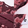 image:imageGRACE KARIN Womens Floral Long Sleeve DressElegance Wedding Guest DressesV Neck Flowy Boho Maxi Dress with PocketDark Red With Red Flowers
