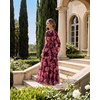 image:imageGRACE KARIN Womens Floral Long Sleeve DressElegance Wedding Guest DressesV Neck Flowy Boho Maxi Dress with PocketDark Red With Red Flowers
