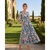 image:imageGRACE KARIN Womens Floral Long Sleeve DressElegance Wedding Guest DressesV Neck Flowy Boho Maxi Dress with PocketDense Dark Green Flowers