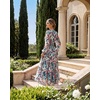 image:imageGRACE KARIN Womens Floral Long Sleeve DressElegance Wedding Guest DressesV Neck Flowy Boho Maxi Dress with PocketDense Dark Green Flowers