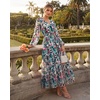 image:imageGRACE KARIN Womens Floral Long Sleeve DressElegance Wedding Guest DressesV Neck Flowy Boho Maxi Dress with PocketDense Dark Green Flowers