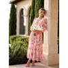 image:imageGRACE KARIN Womens Floral Long Sleeve DressElegance Wedding Guest DressesV Neck Flowy Boho Maxi Dress with PocketGrayish With Pink Flowers