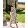 image:imageGRACE KARIN Womens Floral Long Sleeve DressElegance Wedding Guest DressesV Neck Flowy Boho Maxi Dress with PocketGreen With Pink Yellow Flowers