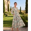 image:imageGRACE KARIN Womens Floral Long Sleeve DressElegance Wedding Guest DressesV Neck Flowy Boho Maxi Dress with PocketGreen With Pink Yellow Flowers