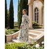 image:imageGRACE KARIN Womens Floral Long Sleeve DressElegance Wedding Guest DressesV Neck Flowy Boho Maxi Dress with PocketGreen With Pink Yellow Flowers