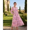 image:imageGRACE KARIN Womens Floral Long Sleeve DressElegance Wedding Guest DressesV Neck Flowy Boho Maxi Dress with PocketPurple With Delicate Floral