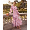 image:imageGRACE KARIN Womens Floral Long Sleeve DressElegance Wedding Guest DressesV Neck Flowy Boho Maxi Dress with PocketPurple With Delicate Floral