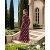 image:imageGRACE KARIN Womens Floral Long Sleeve DressElegance Wedding Guest DressesV Neck Flowy Boho Maxi Dress with PocketRed Brown With Beige Polka Dots