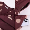 image:imageGRACE KARIN Womens Floral Long Sleeve DressElegance Wedding Guest DressesV Neck Flowy Boho Maxi Dress with PocketRed Brown With Beige Polka Dots