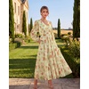 image:imageGRACE KARIN Womens Floral Long Sleeve DressElegance Wedding Guest DressesV Neck Flowy Boho Maxi Dress with PocketRice With Orange Flowers