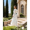 image:imageGRACE KARIN Womens Floral Long Sleeve DressElegance Wedding Guest DressesV Neck Flowy Boho Maxi Dress with PocketWhite With Light Blue Flowers