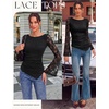 image:imageGRACE KARIN Womens Lace Long Sleeve Going Out Tops 2026 Fall Ruched Y2K Clothes Bell Sleeve Boat Neck Cute Shirt AsymmetricalBlack Rose Lace