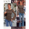 image:imageGRACE KARIN Womens Lace Long Sleeve Going Out Tops 2026 Fall Ruched Y2K Clothes Bell Sleeve Boat Neck Cute Shirt AsymmetricalCoffee Rose Lace