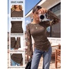 image:imageGRACE KARIN Womens Lace Long Sleeve Going Out Tops 2026 Fall Ruched Y2K Clothes Bell Sleeve Boat Neck Cute Shirt AsymmetricalCoffee Rose Lace