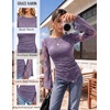 image:imageGRACE KARIN Womens Lace Long Sleeve Going Out Tops 2026 Fall Ruched Y2K Clothes Bell Sleeve Boat Neck Cute Shirt AsymmetricalDusty Purple Rose Lace