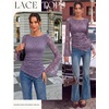 image:imageGRACE KARIN Womens Lace Long Sleeve Going Out Tops 2026 Fall Ruched Y2K Clothes Bell Sleeve Boat Neck Cute Shirt AsymmetricalDusty Purple Rose Lace