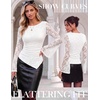 image:imageGRACE KARIN Womens Lace Long Sleeve Going Out Tops 2026 Fall Ruched Y2K Clothes Bell Sleeve Boat Neck Cute Shirt AsymmetricalWhite Rose Lace