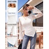 image:imageGRACE KARIN Womens Lace Long Sleeve Going Out Tops 2026 Fall Ruched Y2K Clothes Bell Sleeve Boat Neck Cute Shirt AsymmetricalWhite Rose Lace