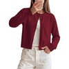 image:imageGRACE KARIN Cropped Cardigan Sweaters for Women Long Sleeve Crew Neck Open Front Jackets Y2K Fall Fashion Clothes 2026Wine Red