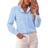 image:imageGRACE KARIN Women Striped Button Down Shirts Dressy Casual Cotton Ruffled Long Sleeve Tops 2026 Summer Fashion Work ClothesSky Blue