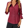 image:imageGRACE KARIN Womens Button Down ShirtsLong Sleeve Collared Dress ShirtWrinkleFree Work Blouse Office Tops 2026 Fall OutfitsWine Red